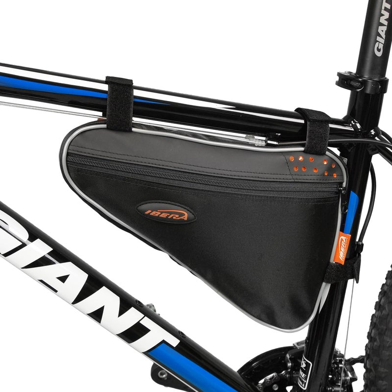 IBERA Bike Bag with Big Storage Size (3L&5L) - Water-Resistant Bike Frame Bag Triangle - Bicycle Pouch for Wallets, Phone & Tools - Bike Bags Fits Most Bicycles - Reflective Trim - Image 1